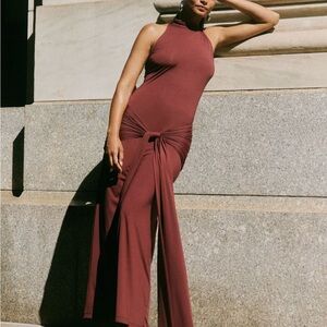 Bardot Isadora High Neck Tie Front Maxi Dress